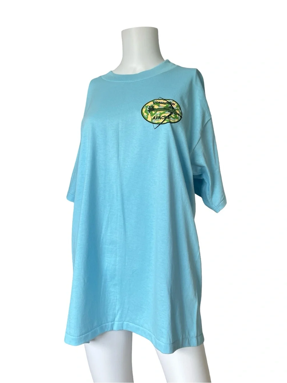 Vintage Longbow Apache Graphic T-shirt Blue Colorful Adult Size Large